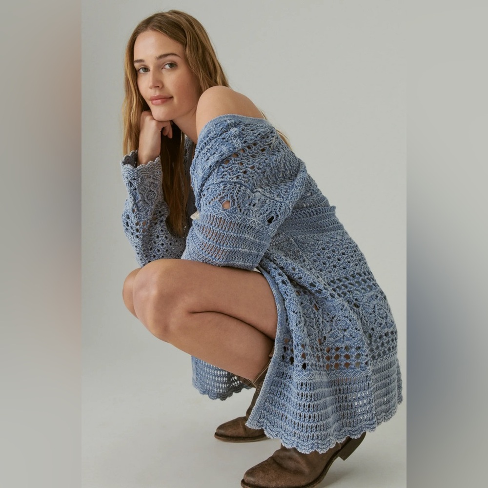 Lucky Brand Open Crochet Cardigan
